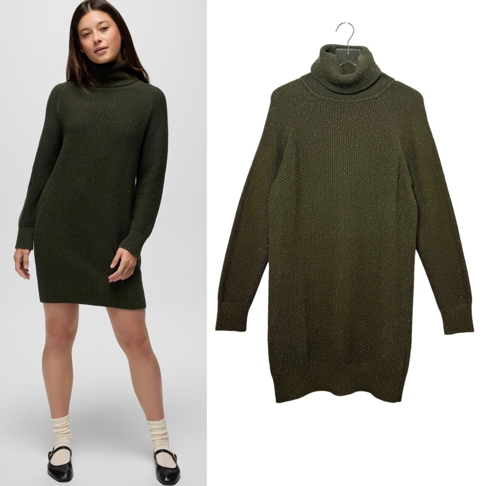 PrAna Sangria Fields Wool Blend Evergreen Women’s Turtleneck Sweater Sz M